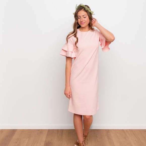 New Double Sleeve Dress - Light Blush - Picture 1 of 6